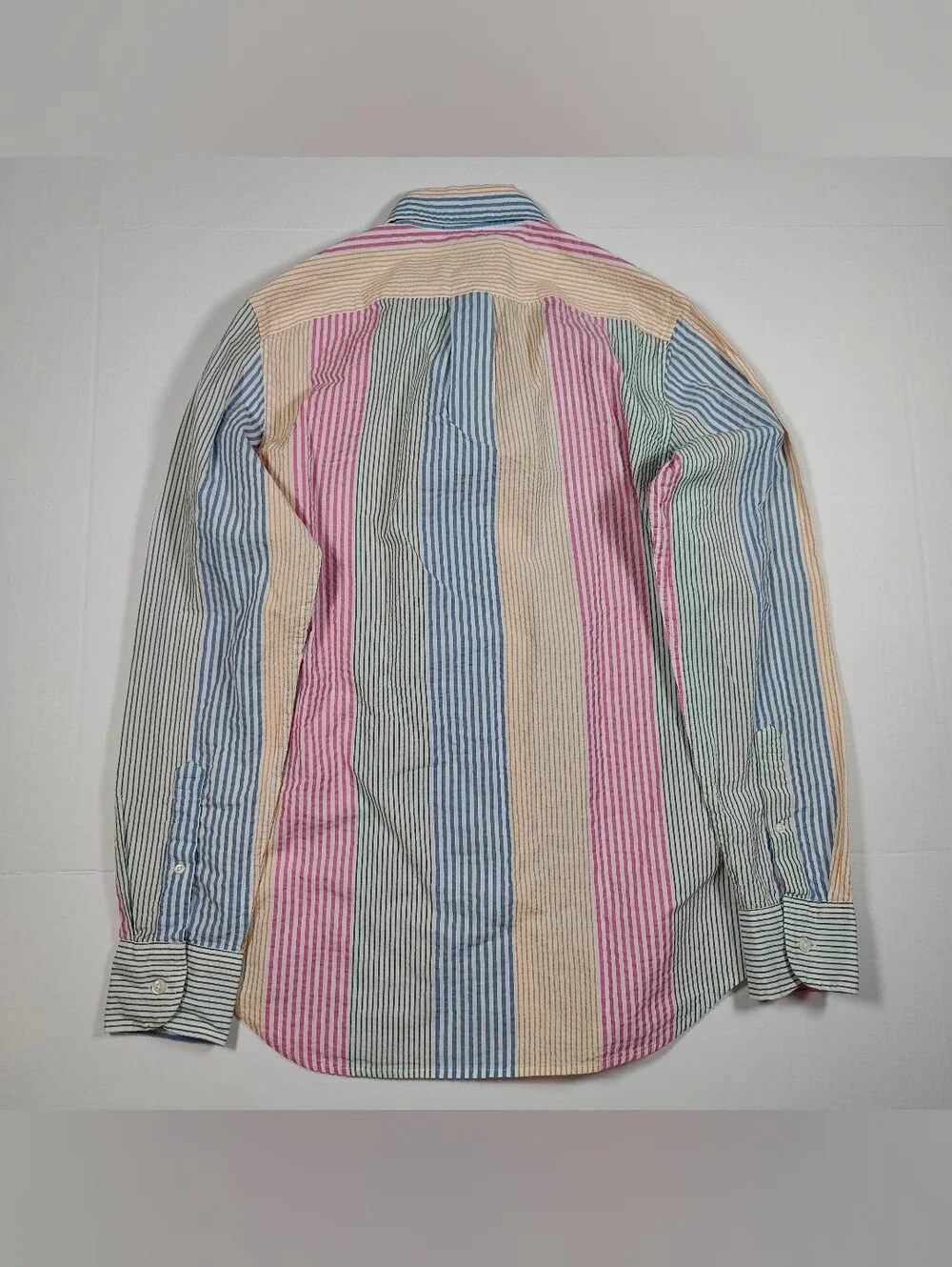 NWT J Crew 100% Cotton Seersucker Rainbow Colorblock Button Down Shirt Size XS